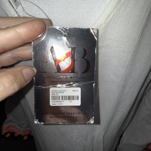 America & Beyond Boho Fringe Neon Embroidered Dress Tassel Ties NEW w/TAG Sz M - Picture 6 of 7